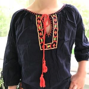 Chic navy bohemian top